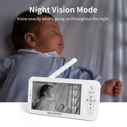 HD 5 Inch Video Monitor, LCD Mobile phone  APP Control Lullabies, For New Born