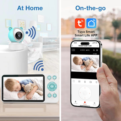 5"Tuya Smart WiFi Baby Monitor with 1080P HD Video, Motion & Sound Detection, APP Control