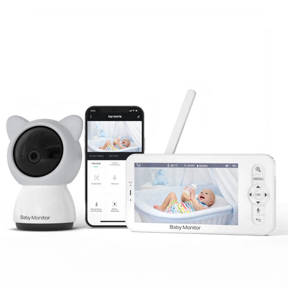 HD 5 Inch Video Monitor, LCD Mobile phone  APP Control Lullabies, For New Born
